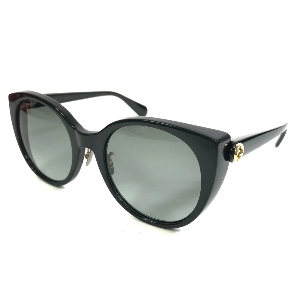 Gucci Sunglasses GG0369S 001 Shiny Black Round Frames with Gray Gradient Lenses